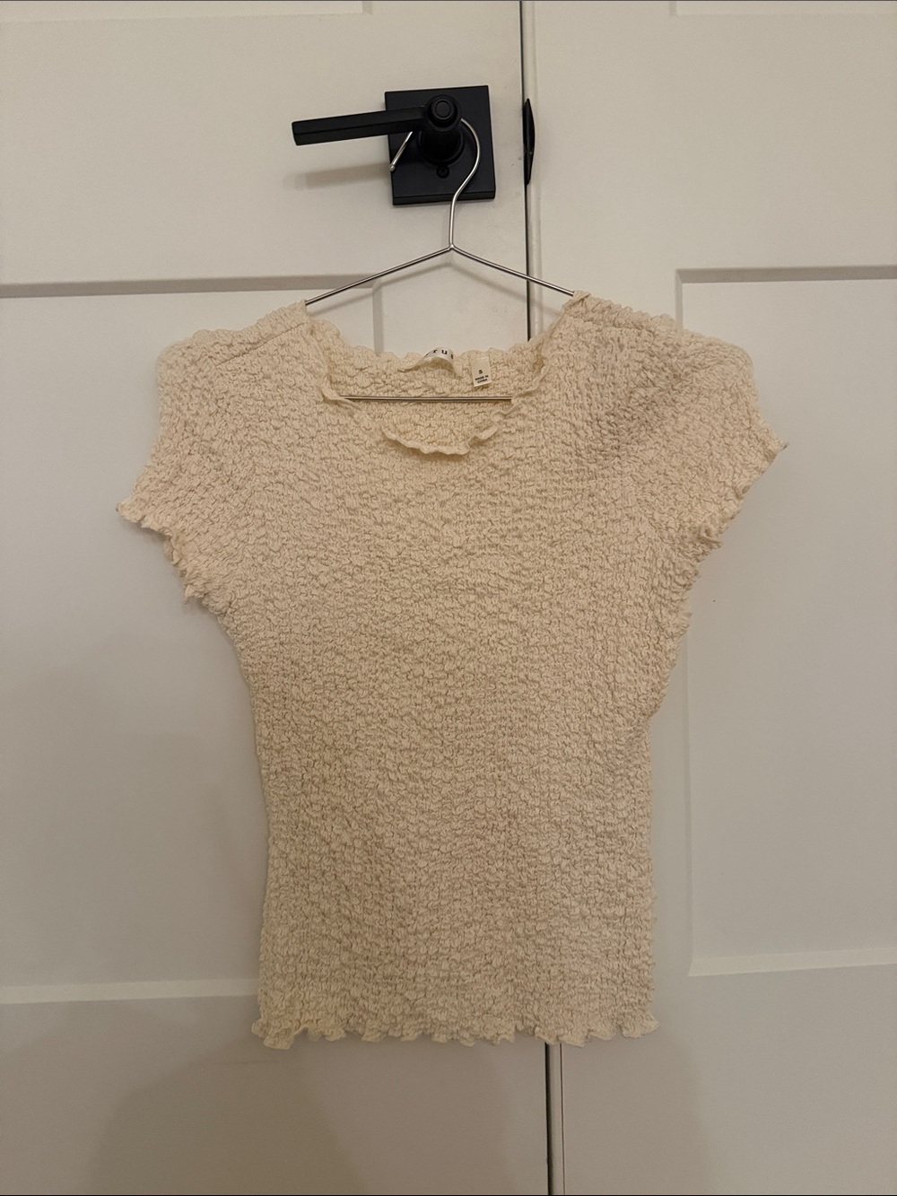 Cyrus Cream Textured Short Sleeve Top